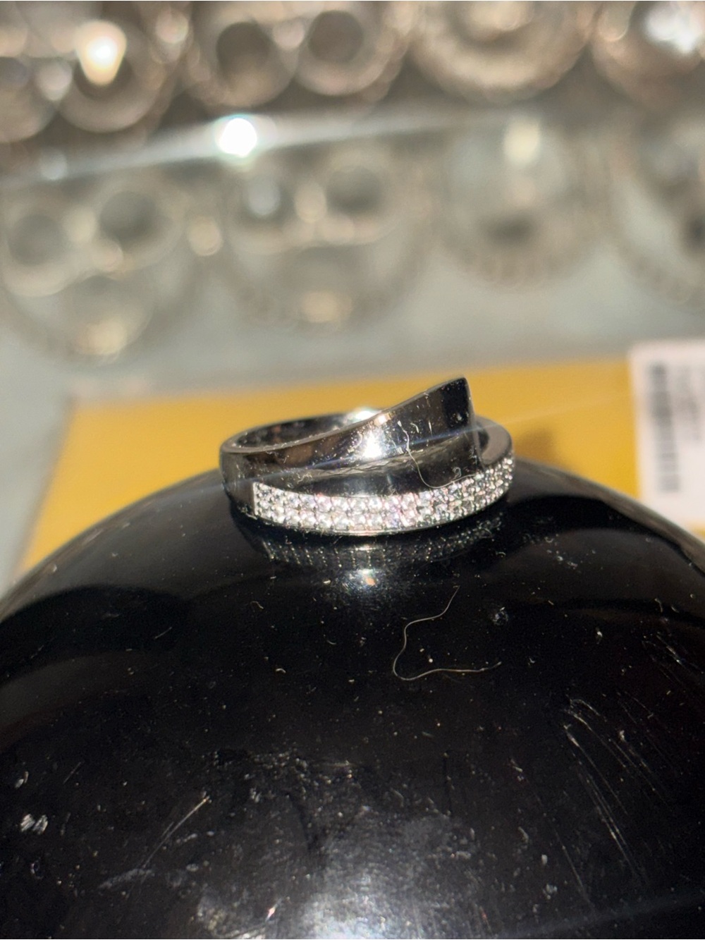 MOISSANITE Silver Crystal Pavé Stackable Ring SIZE 9